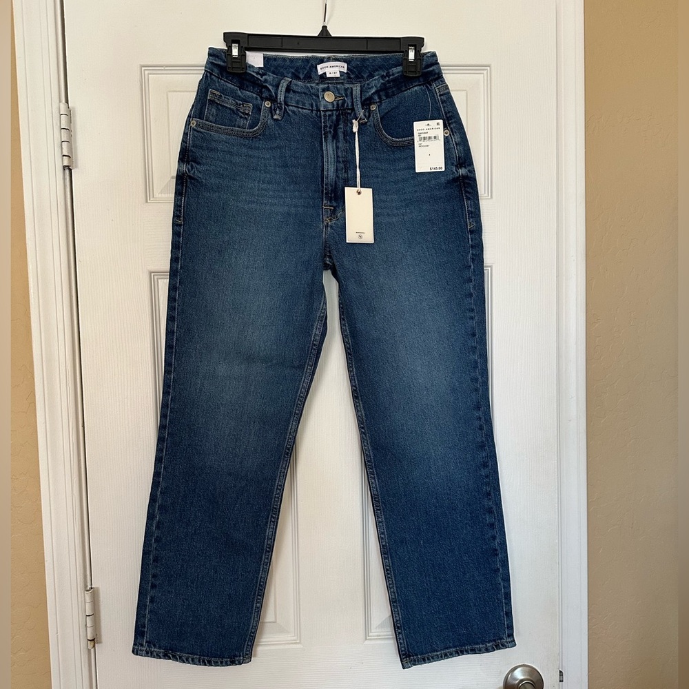 NWT Good American Good Icon curvy jeans Indigo067 wash, size 4/27